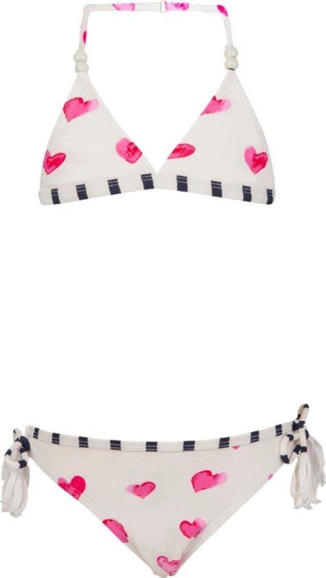 Snapper Rock UV Werende Bikini Kinderen Hartjes Wit Maat 140 146