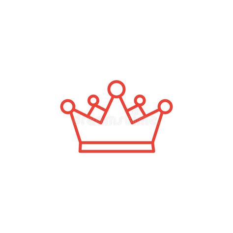 Crown Line Red Icon On White Background Red Flat Style Vector