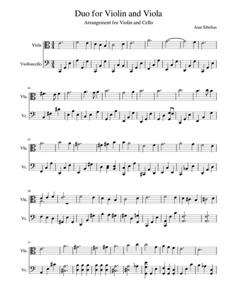 Duoforviolinandviola Sheet Music For Cello Viola String Duet