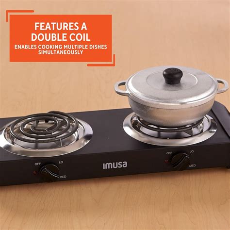 Imusa Usa Gau 80306 Electric Double Burner 1750 Watts Black