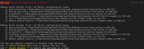 Module Build Failed Error No ESLint Configuration Found Issue 947