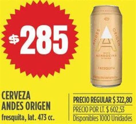 CERVEZA ANDES ORIGEN Fresquita Lat 473 Cc Oferta En Supermercados Vea