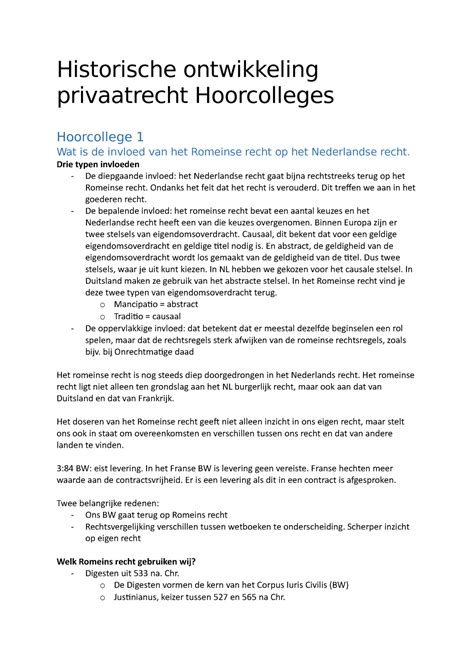 Hoorcollege T M Historische Ontwikkeling Privaatrecht