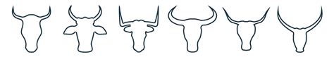 Bull And Cow Head Line Art Silhouette Of Bull And Cow Head With Big