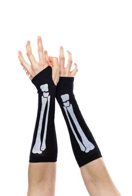 Fingerlose Skelett Armstulpen Handschuhe für Damen Knochen Halloween