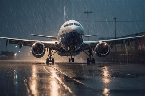 Airplanes Landing In Rain