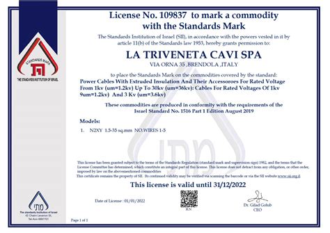 CERTIFICATE 2022 EN Blog La Triveneta Cavi