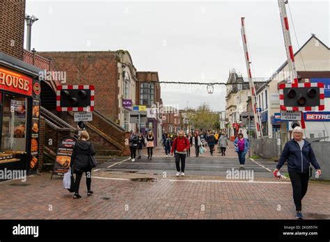 The Railway Crossing In The Town Centre Of Poole Dorset Uk With