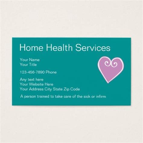 A Business Card With A Pink Heart On The Front And Blue Back Says Home