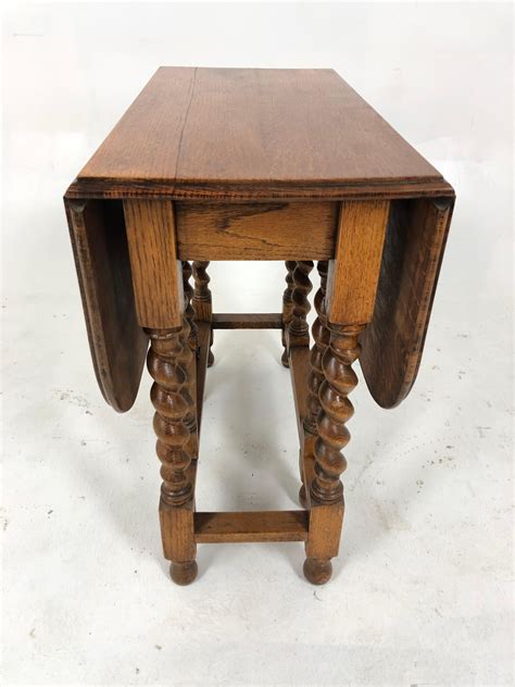 Antique Oak Barley Twist Gateleg Table Drop Leaf Table Scotland 1920