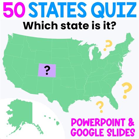 50 States Map Quiz 1 Identify the State on US Map Interactive Digital ...