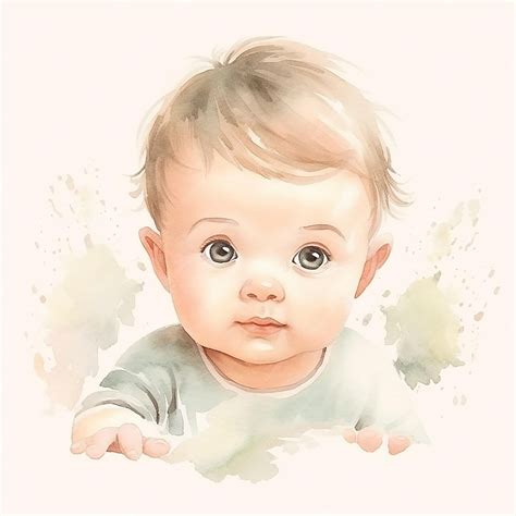 Premium Ai Image Adorable Baby On Watercolor Illustration