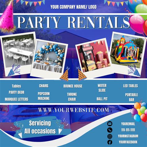 Party Rentals Flyer, Party Equipment Rental Advertising,event Rentals ...