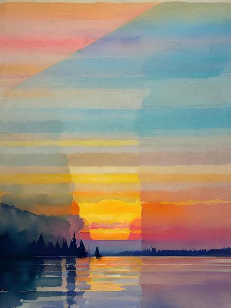 Premium Photo | Watercolor sunset painting abstract illustration ...