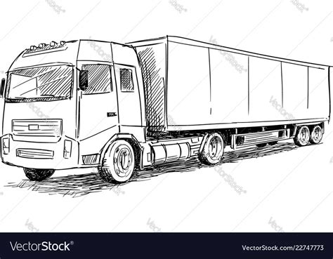 Sketch drawing of truck Royalty Free Vector Image