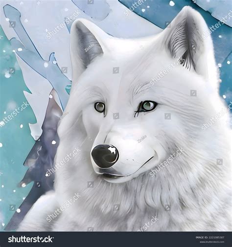 Cute White Wolf Face Painting Beautiful Stock Illustration 2221085387 ...