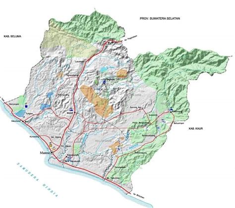 Peta Bengkulu Tengah, Utara, Selatan Lengkap dan Keterangannya