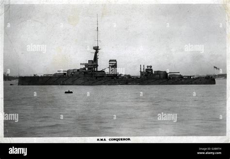 HMS Conqueror, British battleship Stock Photo - Alamy