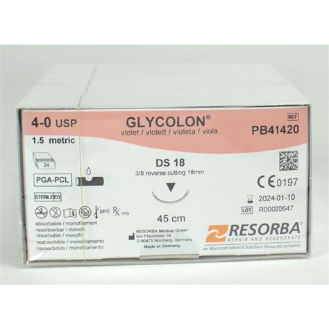 GLYCOLON VIOLET SUTURE RESORBABLE MONOFIL 4 0 DS18 X 24