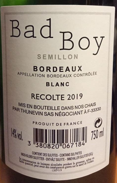 2019 Thunevin Sémillon Bad Boy France Bordeaux Cellartracker