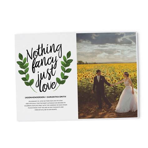 Nothing Fancy Just Love Elopement Announcement Cards, Add Your Own ...