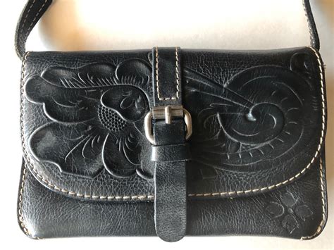 Patricia Nash Leather Floral Tooled Black Crossbody C Gem