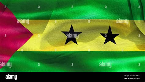 A D Illustration Of The Realistic Waving Fabric Flag Of Sao Tome And