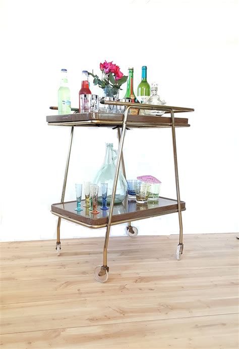 Mid Century Retro Bar Cart Cosco 2 Tier Rolling Cart Atomic Etsy