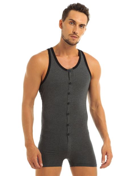 Us Sexy Mens One Piece Sleeveless Bodysuit Leotard Bodywear Singlet