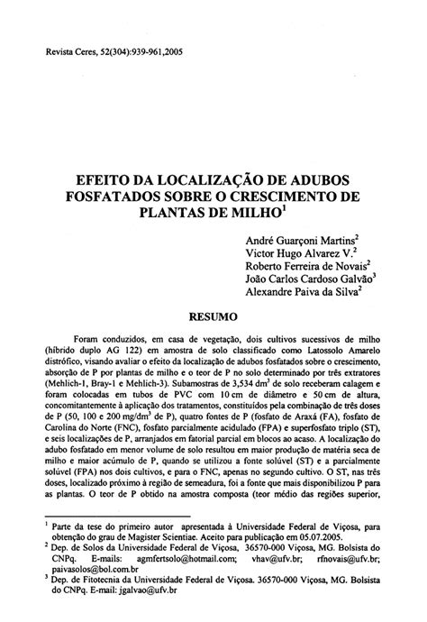 Pdf Effects Of The Localization Of The Phosphate Fertilizers On The