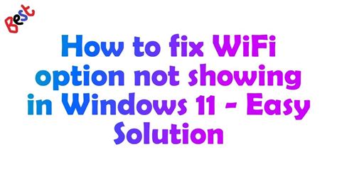 How To Fix Wifi Icon In Windows 11 WiFi Option Not Showing In Windows