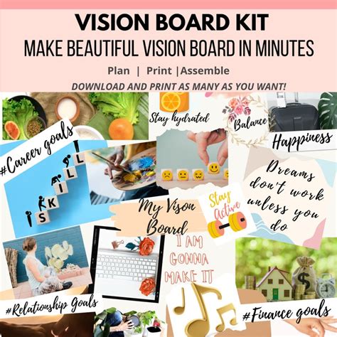 Vision Board Kit 2023 Vision Board Printables Vision Board Workbook Vision Board Stickers Vision