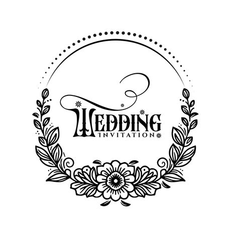 Premium Vector Wedding Invitation Logo With Floral Border