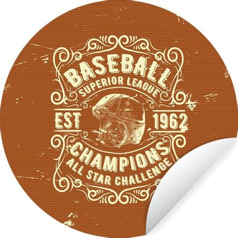 WallCircle Muurstickers Behangcirkel Vintage Honkbal Bruin