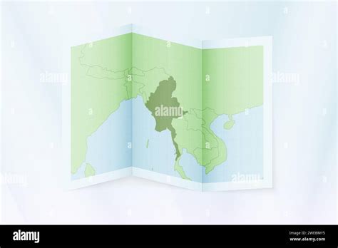 Myanmar Map Folded Paper With Myanmar Map Vector Illustration Stock