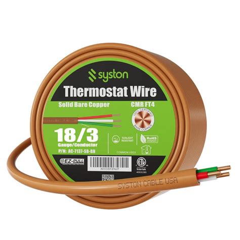 Syston Cable Technology 250 Ft 18 3 Brown Solid Bare Copper CMR CL3R