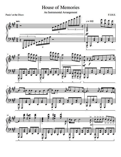 Panic At The Disco House Of Memories Sheet Music Downloads