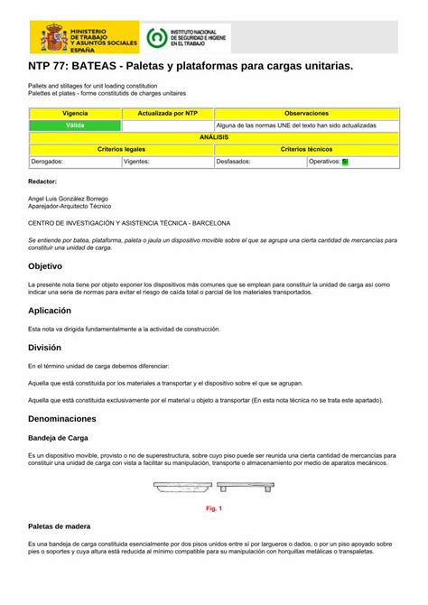 Pdf Ntp Bateas Paletas Y Plataformas Para Cargas