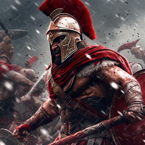 Premium AI Image | King leonidas of Sparta in fighting pose with his