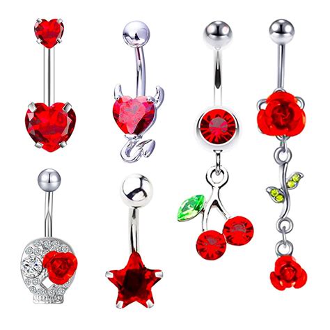 Shuliwen Navel Ring 6pcs Navel Ring Barbell Belly Piercing Ring