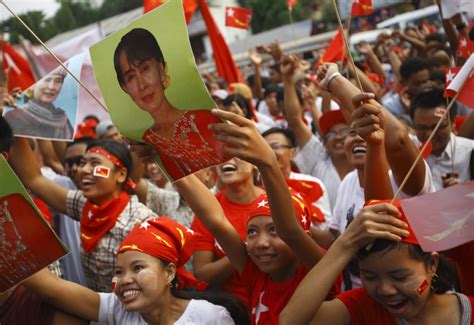 Burma S Aung San Suu Kyi Celebrates Landslide Win Ibtimes Uk