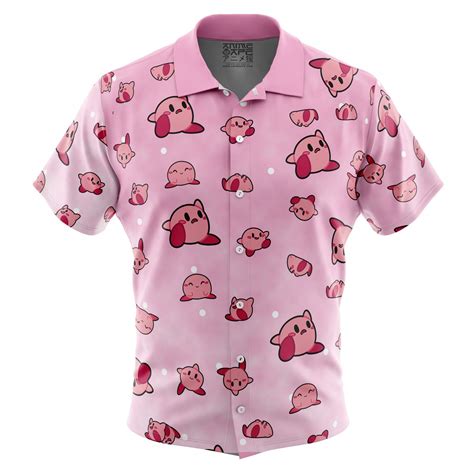 Kirby Pattern Button Up Hawaiian Shirt - Anime Ape