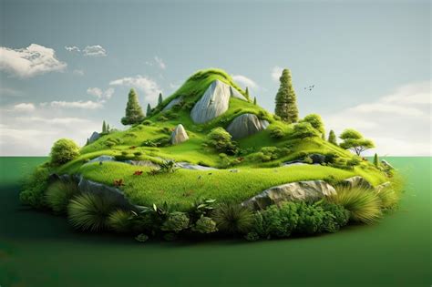 Premium AI Image | 3d Landscape of Nature