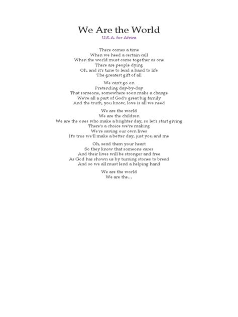 We Are The World Lyrics | PDF