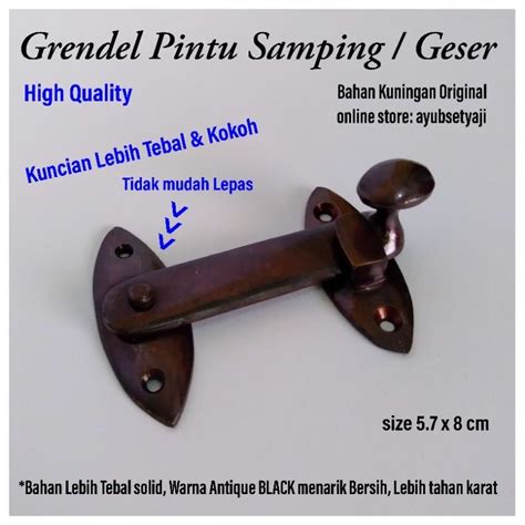 Jual Grendel Pintu Kuningan Hitam Antik Pengaman Pengunci Pintu Geser