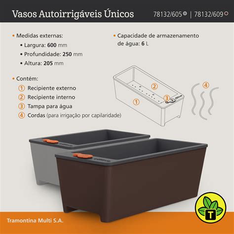 Vaso Plastico Autoirrigavel Tramontina L Cinza A Loja Do Mestre