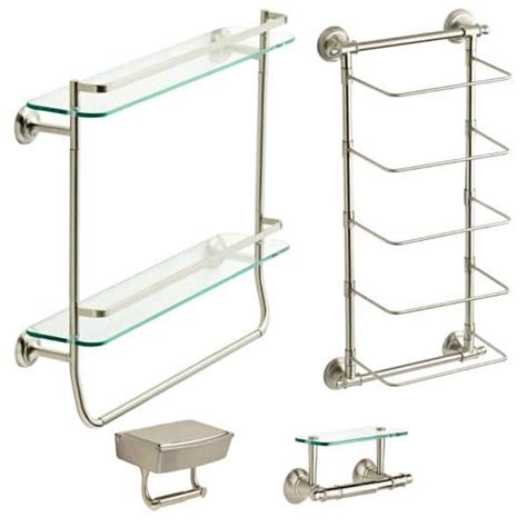 Brushed Nickel Bathroom Wall Shelf With Towel Bar Semis Online