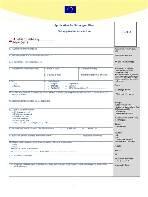 Austrian Embassy Visa Form PDF | PDF | Travel Visa | Passport