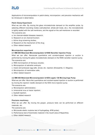 MM 500 Motorized Micromanipulator Multiple Experimental Scenarios