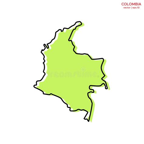 Mapa Verde De Colombia Con Plantilla De Dise O De Vector De Contorno